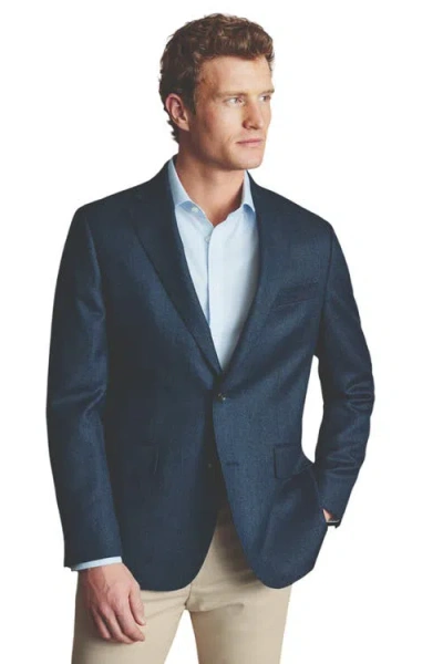 Charles Tyrwhitt Twill Wool Texture Slim Fit Jacket In Blue