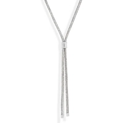 Open Edit Pavé Crystal Y-necklace In Clear- Rhodium