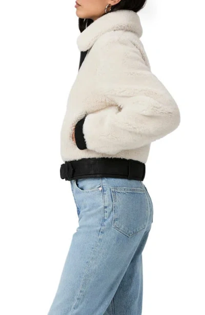 Paige Rhone Genuine Shearling & Suede Jacket In Ecru/black