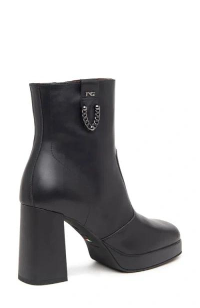 Nerogiardini Calfskin Chain Platform Booties In Black
