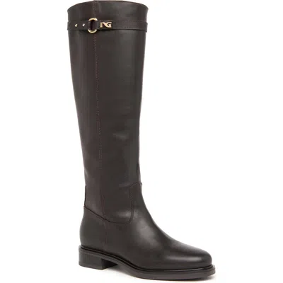 Nerogiardini Leather Buckle Tall Riding Boots In Brown