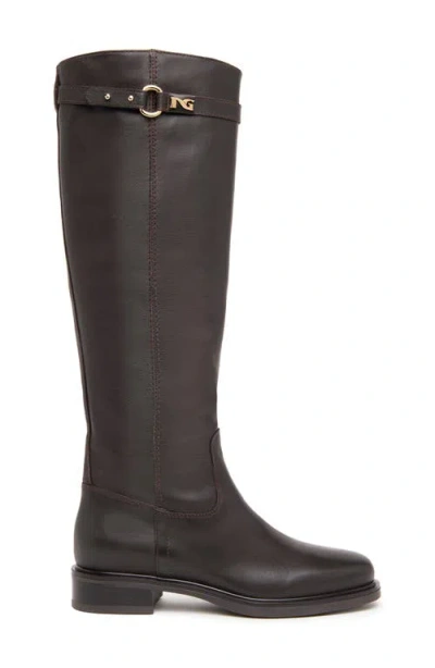 Nerogiardini Leather Buckle Tall Riding Boots In Brown