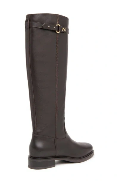 Nerogiardini Leather Buckle Tall Riding Boots In Brown