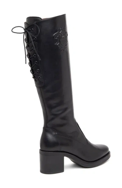 Nerogiardini Leather Corset Lace-up Knee Boots In Black