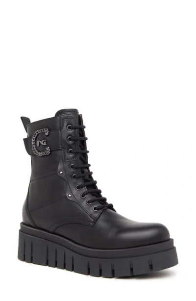 Nerogiardini Chain Leather Flatform Desert Boots In Black