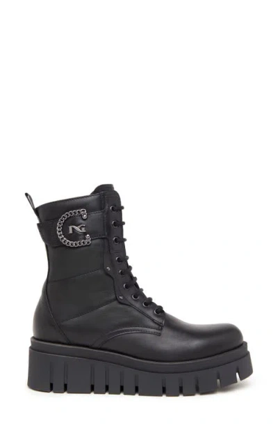 Nerogiardini Chain Leather Flatform Desert Boots In Black