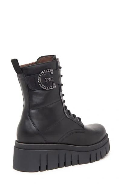 Nerogiardini Chain Leather Flatform Desert Boots In Black