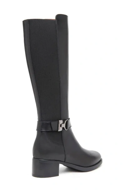 Nerogiardini Leather Stretch Buckle Knee Boots In Black