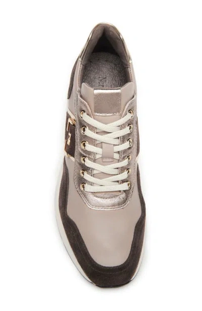 Nerogiardini Mixed Leather Wedge Fashion Sneakers In Brown