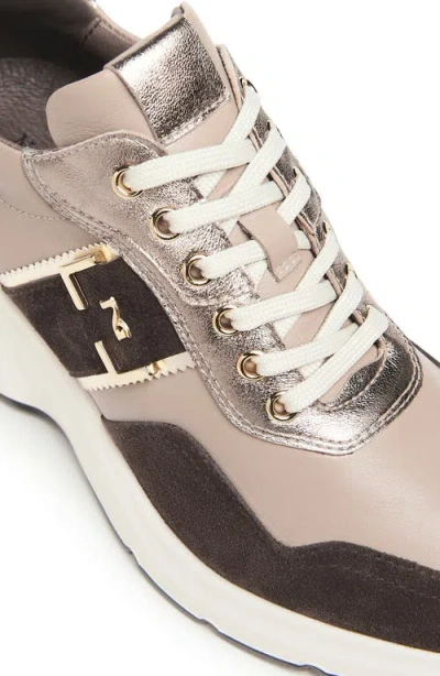 Nerogiardini Mixed Leather Wedge Fashion Sneakers In Brown