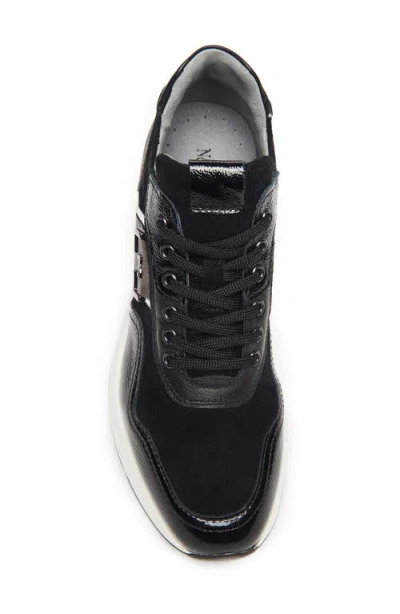 Nerogiardini Mixed Leather Wedge Fashion Sneakers In Black