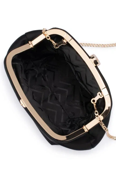 Shop Olga Berg Karina Satin Frame Clutch In Black