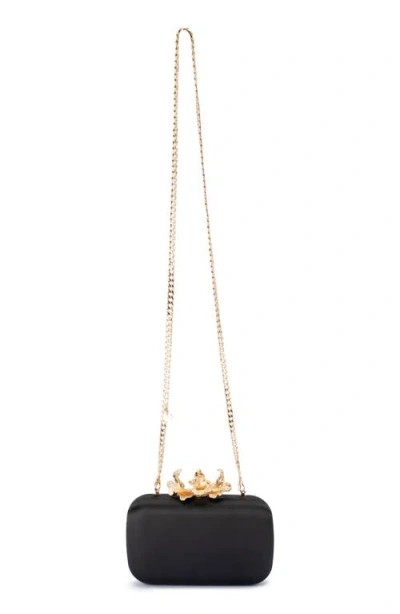 Shop Olga Berg Adele Orchid Lock Frame Clutch In Black