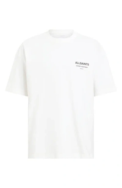 Shop Allsaints Sanctum Cotton Graphic T-shirt In Ashen White