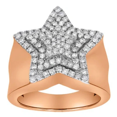 Luvmyjewelry Superstar 14k Rose Gold Diamond Men Statement Ring In 14k Rose Gold