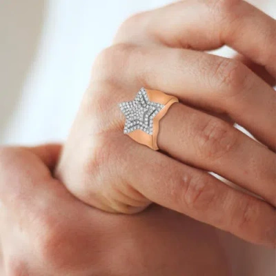 Luvmyjewelry Superstar 14k Rose Gold Diamond Men Statement Ring In 14k Rose Gold