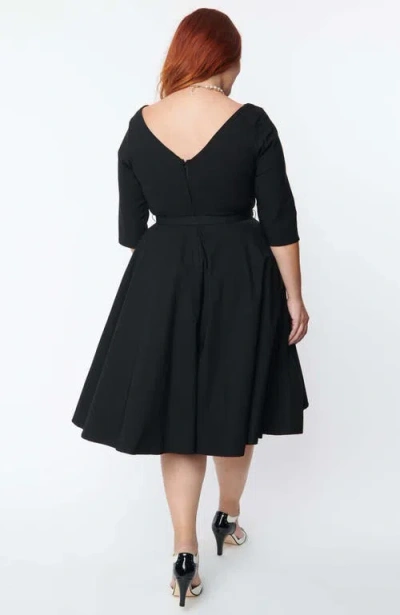 Unique Vintage Plus Size Devon Swing Dress In Black