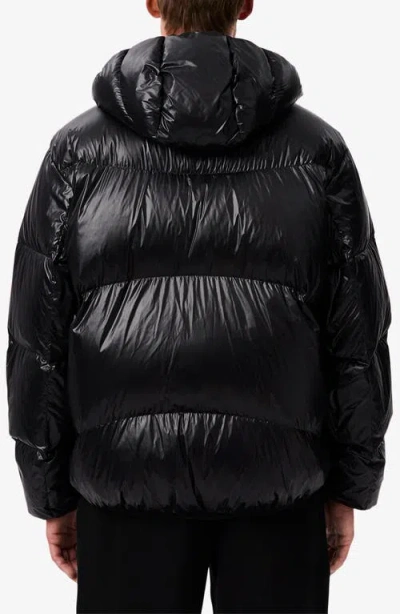 Shop Lacoste Water Repellent Down Short Puffer Jacket In Black