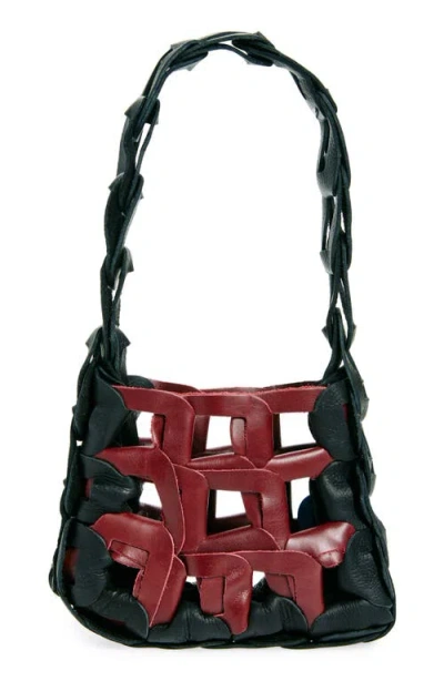 Sc103 Mini Links Leather Tote In Pinot