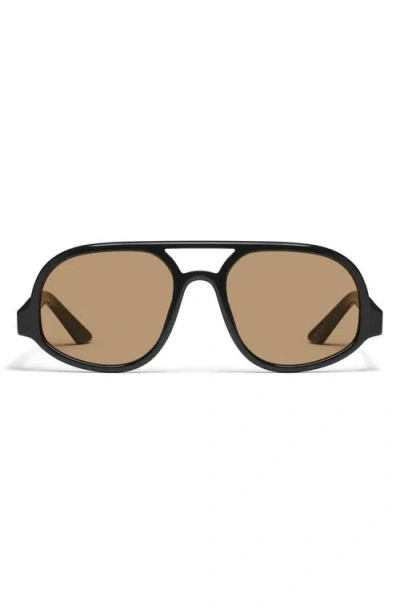 Quay Jet Set 45mm Small Aviator Sunglasses In Black/tan