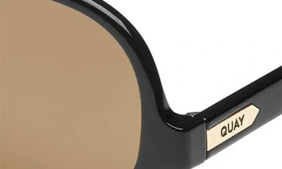 Quay Jet Set 45mm Small Aviator Sunglasses In Black/tan