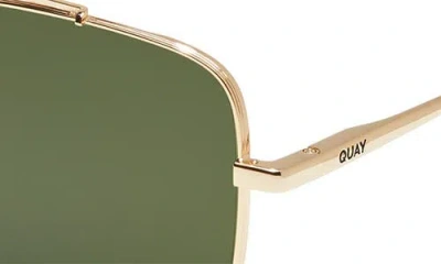 Quay Level Out 52mm Aviator Sunglasses In Gold/green Polarized