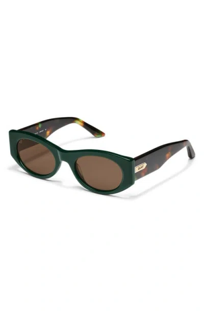 Quay So What 60mm Round Sunglasses In Deep Green/brown