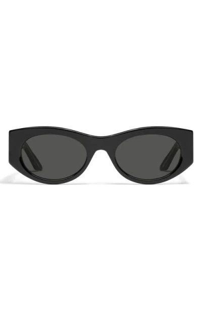 Quay So What 60mm Round Sunglasses In Black/smoke