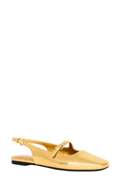 Shop Katy Perry The Evie Lizard Embossed Slingback Flat In Gold