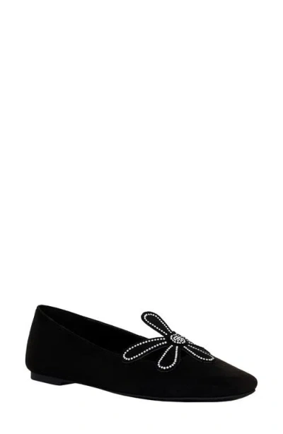 Katy Perry The Evie Daisy Flat Womens Embellished Faux Suede Ballet Flats In Black