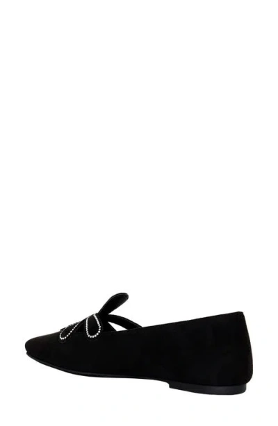 Katy Perry The Evie Daisy Flat Womens Embellished Faux Suede Ballet Flats In Black
