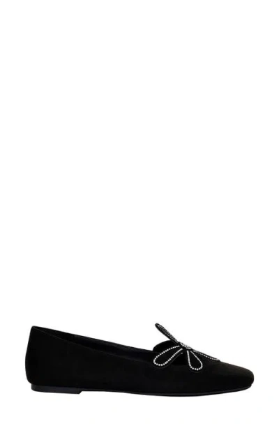 Katy Perry The Evie Daisy Flat Womens Embellished Faux Suede Ballet Flats In Black