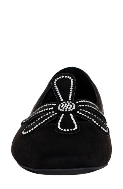 Katy Perry The Evie Daisy Flat Womens Embellished Faux Suede Ballet Flats In Black