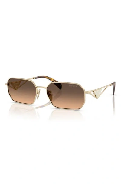 Prada 58mm Gradient Rectangular Sunglasses In Pale Gold