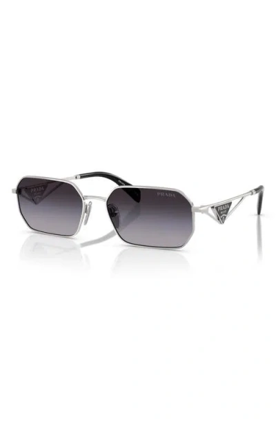 Prada 58mm Gradient Rectangular Sunglasses In Silver