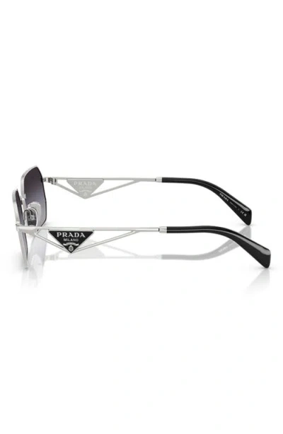 Prada 58mm Gradient Rectangular Sunglasses In Silver