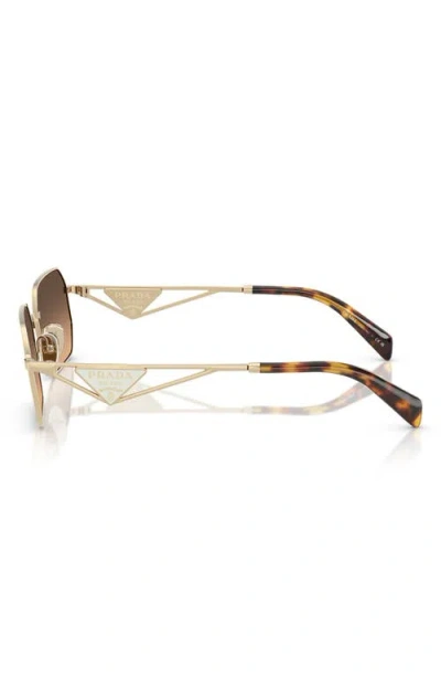 Prada 58mm Gradient Rectangular Sunglasses In Pale Gold