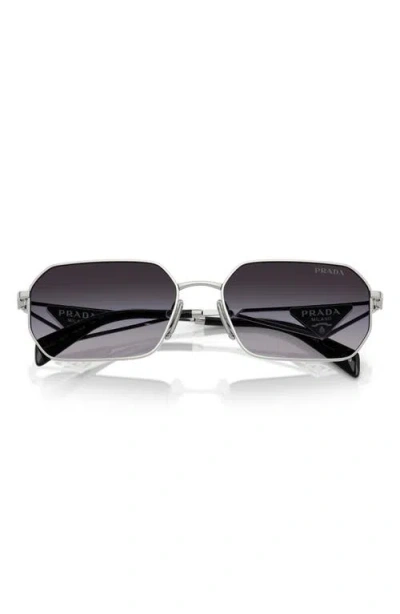Prada 58mm Gradient Rectangular Sunglasses In Silver