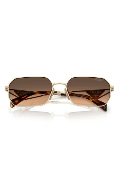 Prada 58mm Gradient Rectangular Sunglasses In Pale Gold