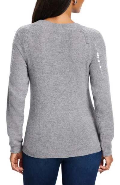 Shop Nic + Zoe Nic+zoe Subtle Shine Sequin Sweater In Nickel