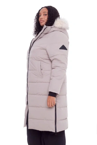 Alpine North Plus Size Kluane Ultra Long Winter Parka Coat In Light Taupe