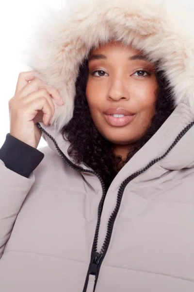 Alpine North Plus Size Kluane Ultra Long Winter Parka Coat In Light Taupe