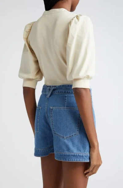 Veronica Beard Coralee Front Button Blouse In Limestone