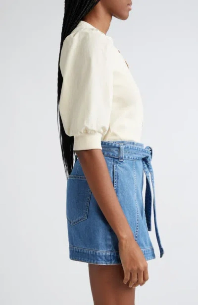 Veronica Beard Coralee Front Button Blouse In Limestone