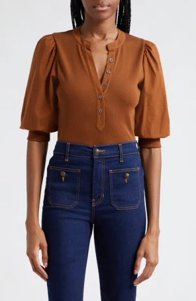 Veronica Beard Coralee Front Button Blouse In Ochre