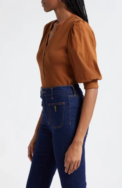 Veronica Beard Coralee Front Button Blouse In Ochre