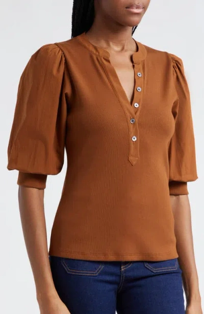 Veronica Beard Coralee Front Button Blouse In Ochre