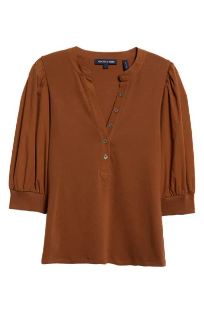 Shop Veronica Beard Coralee Front Button Blouse In Ochre