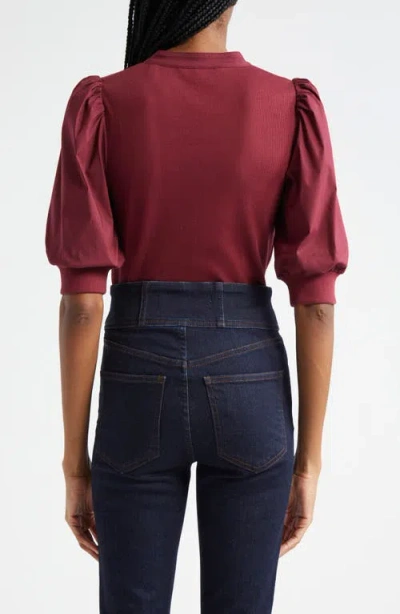 Veronica Beard Coralee Front Button Blouse In Wine