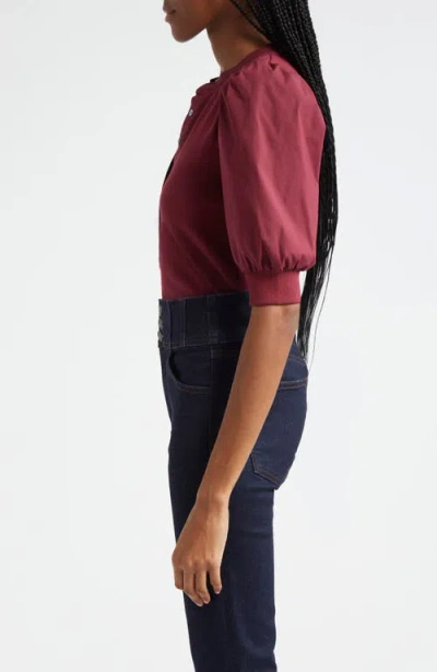 Veronica Beard Coralee Front Button Blouse In Wine